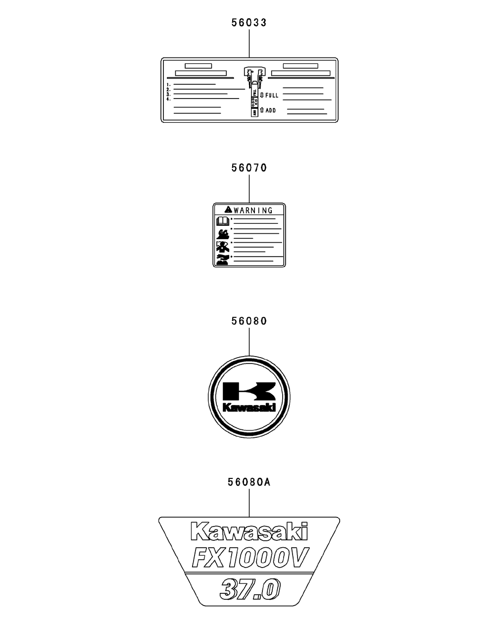 Fx1000v-As00 Label Diagram and Parts List for M72-KW 53AI8CTZ750-37HP-OHV Cub Cadet Lawn Tractor